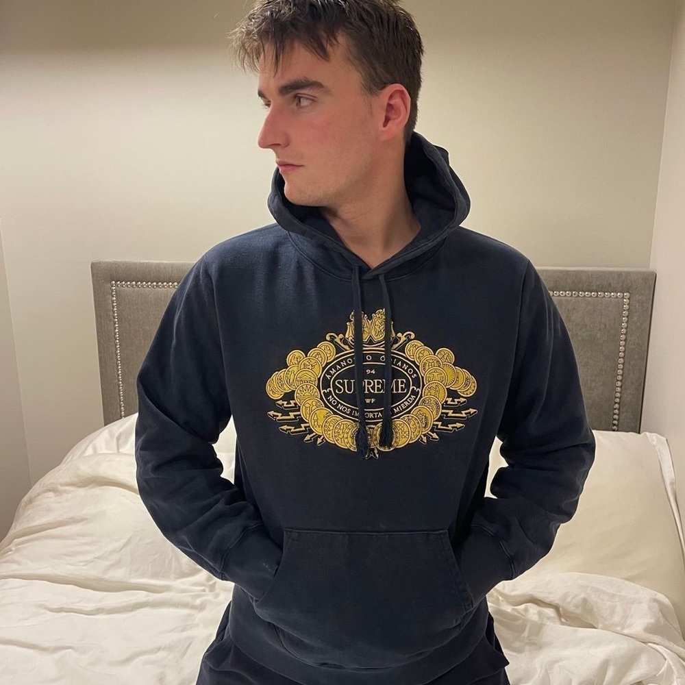Supreme Love or Hate Hooded Sweatshirt in Black Like New - Picture 1 of 14